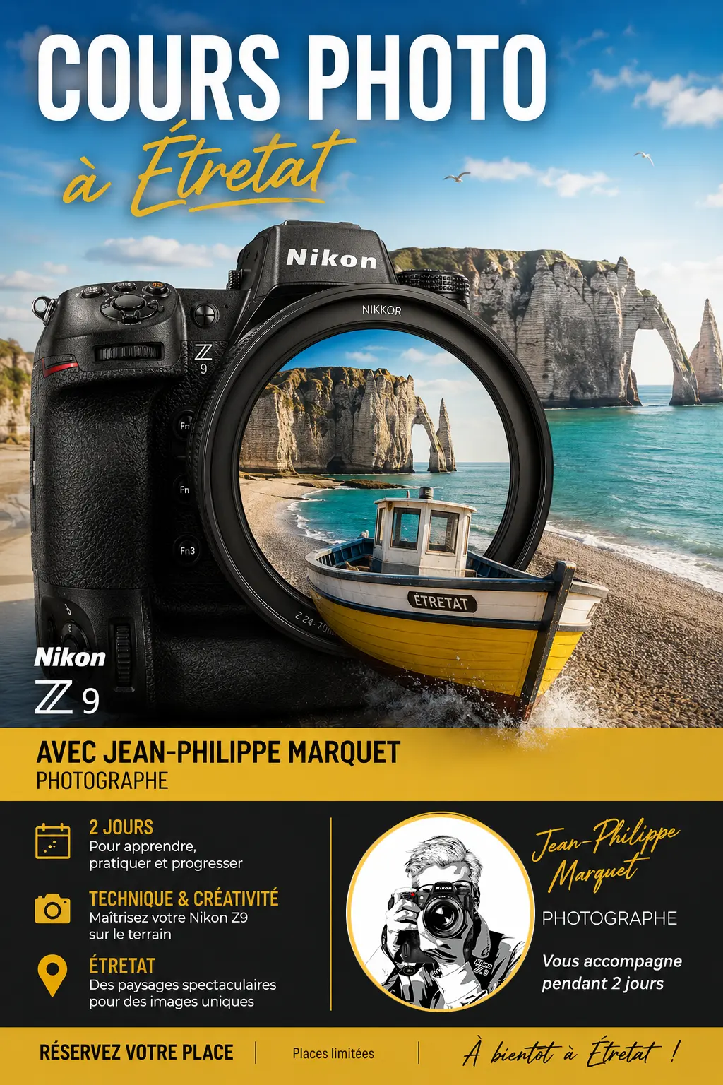 Présentation détaillée du cours photo à Étretat